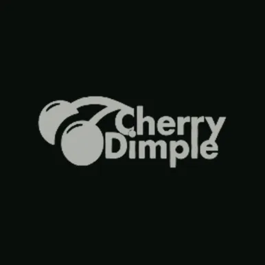 Cherry Dimple wordmark on a dark graphite blueprint card