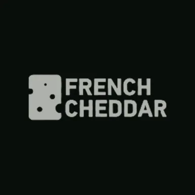 French Cheddar wordmark on a dark graphite blueprint card