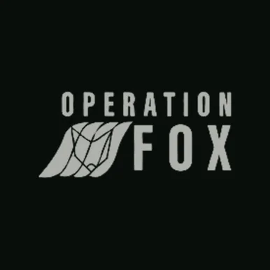 Operation Fox wordmark on a dark graphite blueprint card