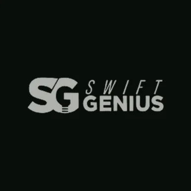 Swift Genius wordmark on a dark graphite blueprint card